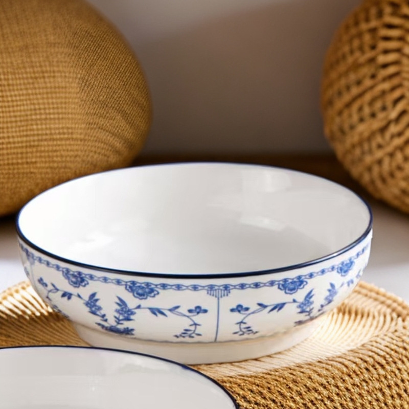 【瓷县令】9英寸复古青花佳荣大汤碗釉下彩工艺华荣大汤碗吃面喝