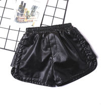 女童皮短裤春秋冬童装中大童热裤皮裤裤子外穿小pu皮短裤