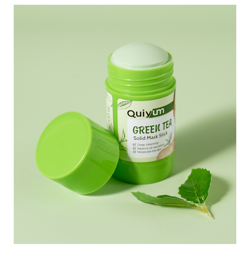 Cross-border QUIYUM Green Tea Solid Mask Stick 40g Hydrating and moisturizing smearing mud Mask manufacturer in stock wholesale undefined