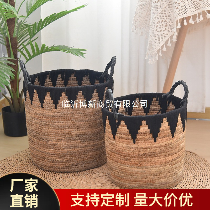 Canasta de almacenamiento de paja, canasta de ropa sucia de gran capacidad para el hogar, canasta de almacenamiento de juguetes, canasta de almacenamiento de juguetes, decoración de sala de estar