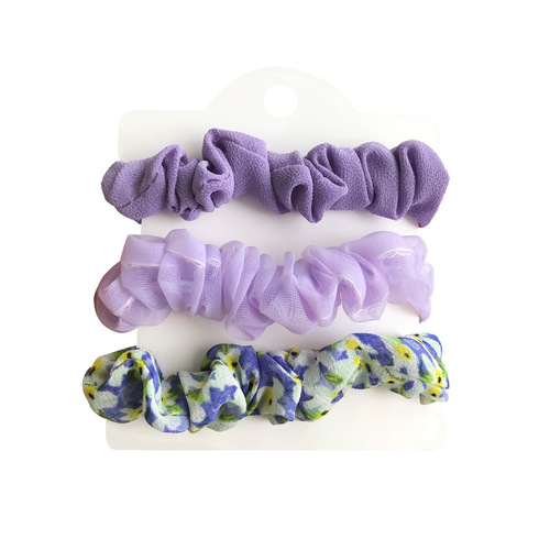 Pink and tender spring color ~ 3 pieces of floral hair tie combination small fresh blue pink hair rope hair accessories headband