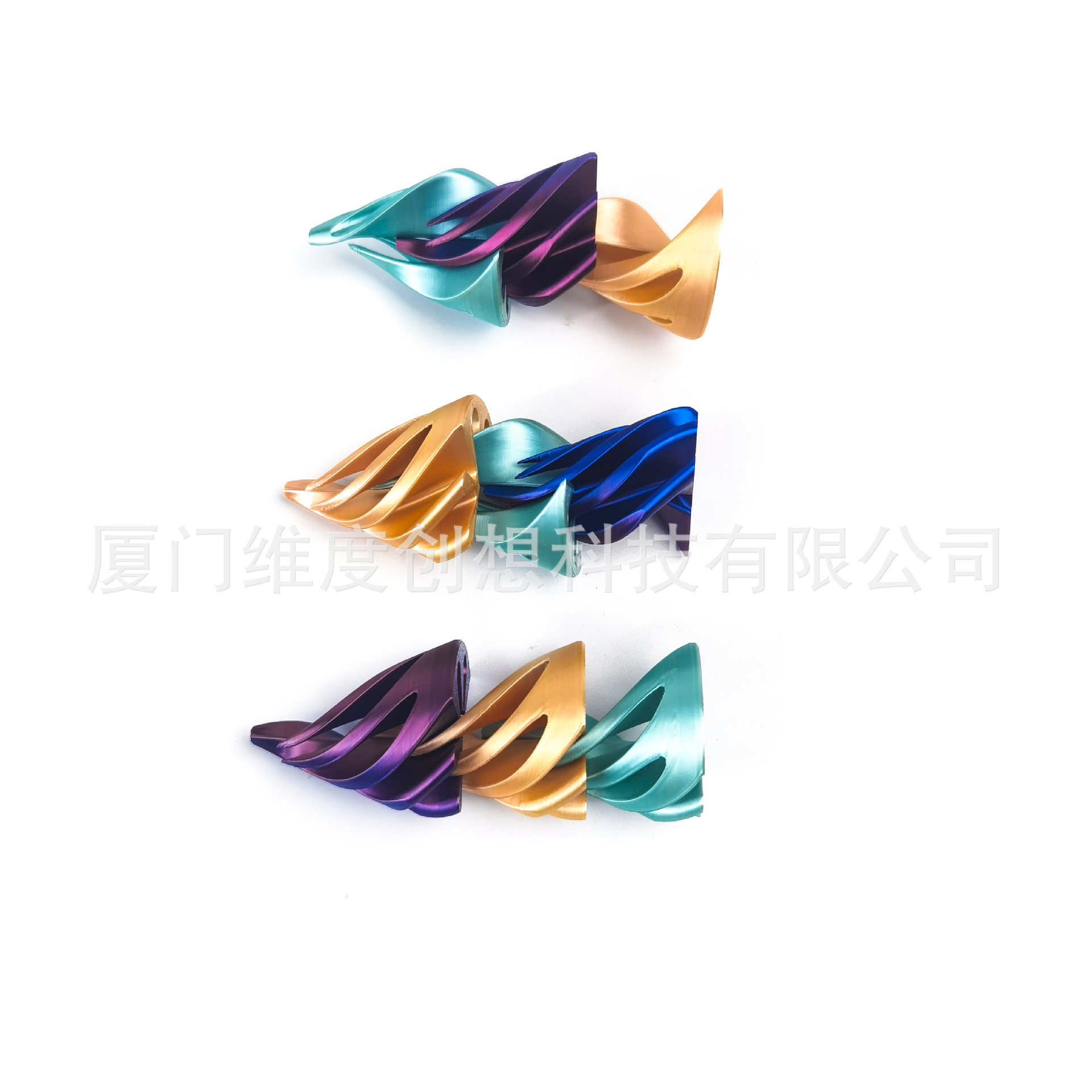 Explosión transfronteriza impresa en 3D juguetes descomprimidos espiral cono 3 en 1 empujar la pirámide a través del mismo tipo