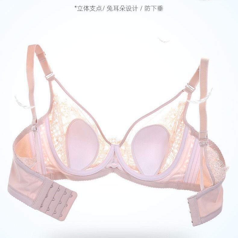 Lace Thin Cup Rabbit Ears Comfortable Memory Soft Steel Ring Bra Push-up Adjustable Push-up Women's Intimates 2010