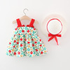 Summer straps, dress with bow girl's, floral print