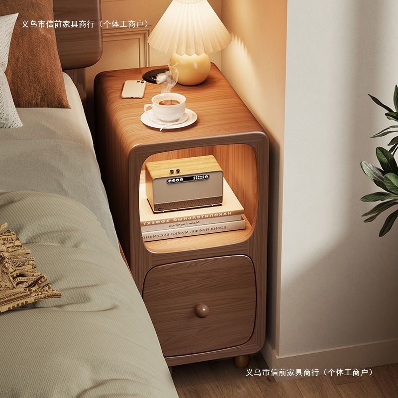 Solid Wood Ultra-Narrow Bedside Table Mini Small Gap Bedroom Home Bedside Cabinet 30cm Modern Simple Storage Cabinet