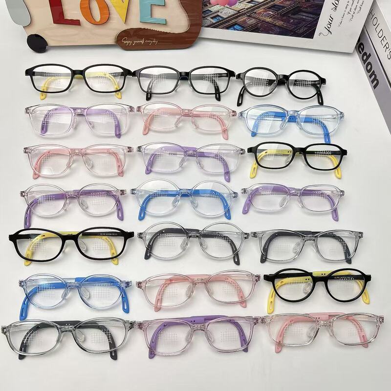 New Children's Silicone Non-Slip Adjustable Temple Glasses Frame Korean Version Ultra-Light Youth Myopia Glasses Frame Wholesale