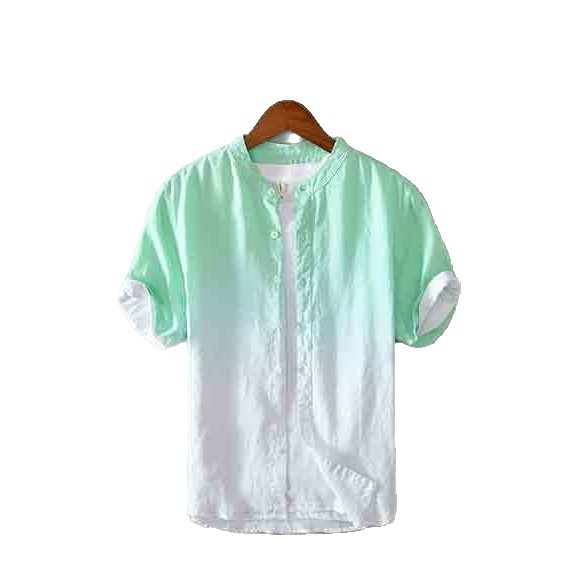 Camicia uomo maniche corte lino colletto coreana giapponese_voghion.com
