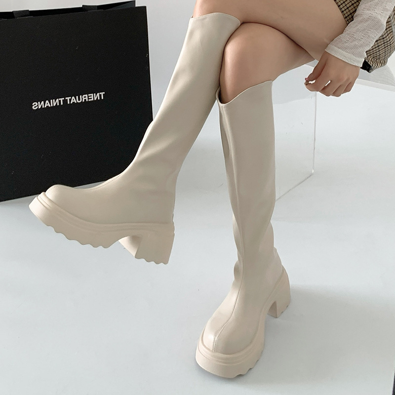 Black retro universal summer high boots platform