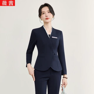 通勤长袖西装套装裙子两件套店长案场客服珠宝店工作服职业气质女