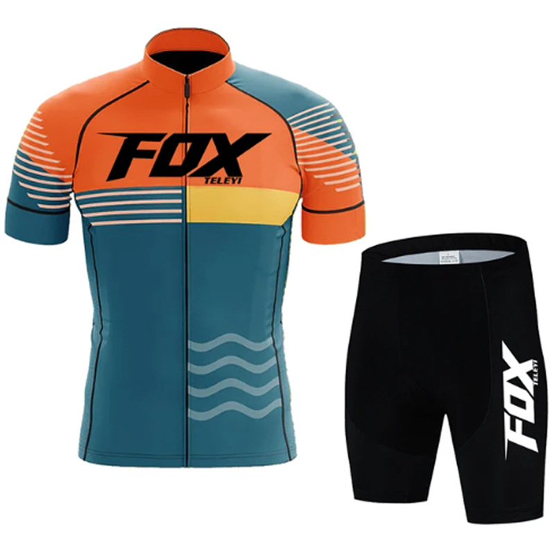 Summer 2024 FOX cross-border road bike cycling clothing thin short sleeve suit breathable team version men's and women's short sleeve