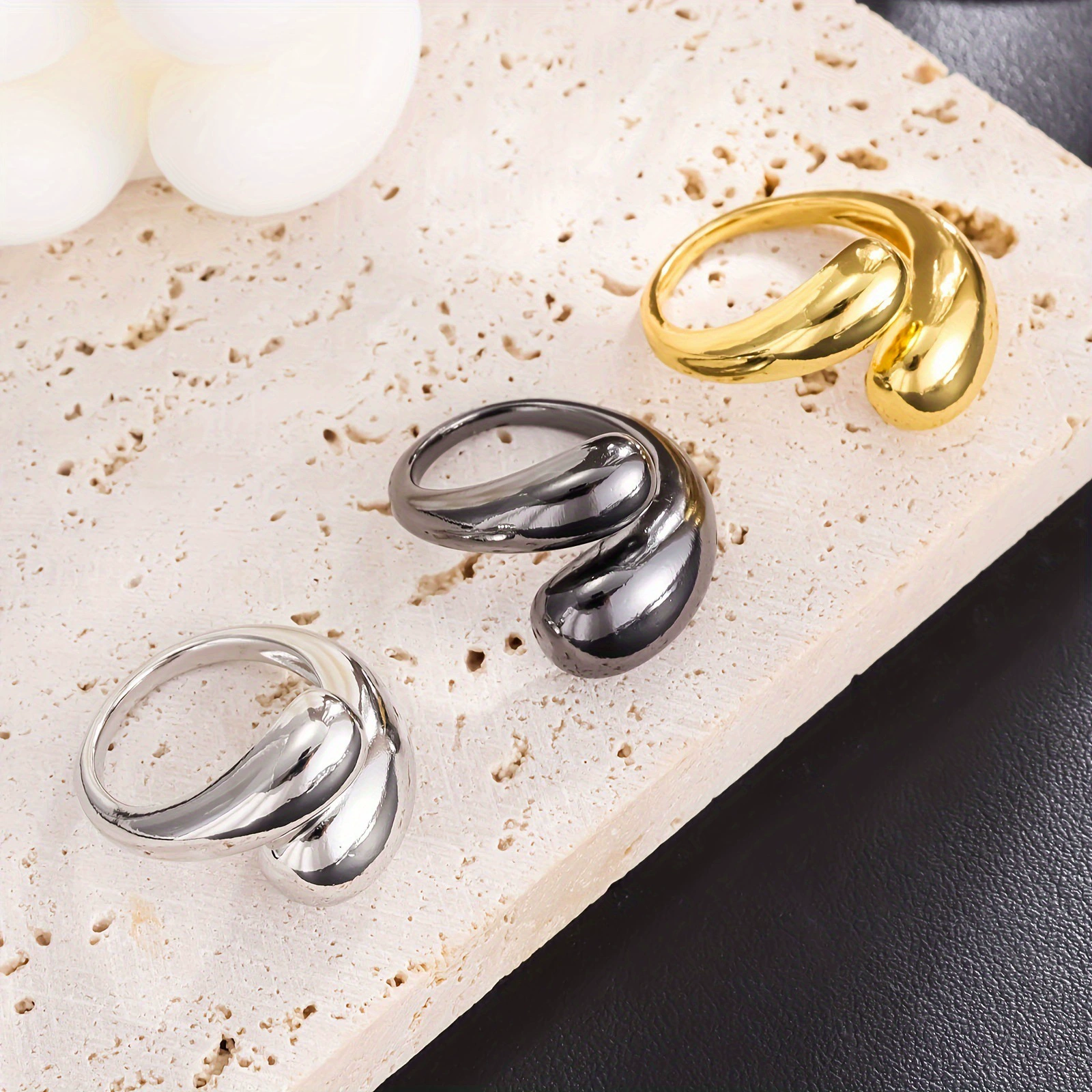 Fresh glossy minimalistic creative one size ring, simple and elegant design, Korean style