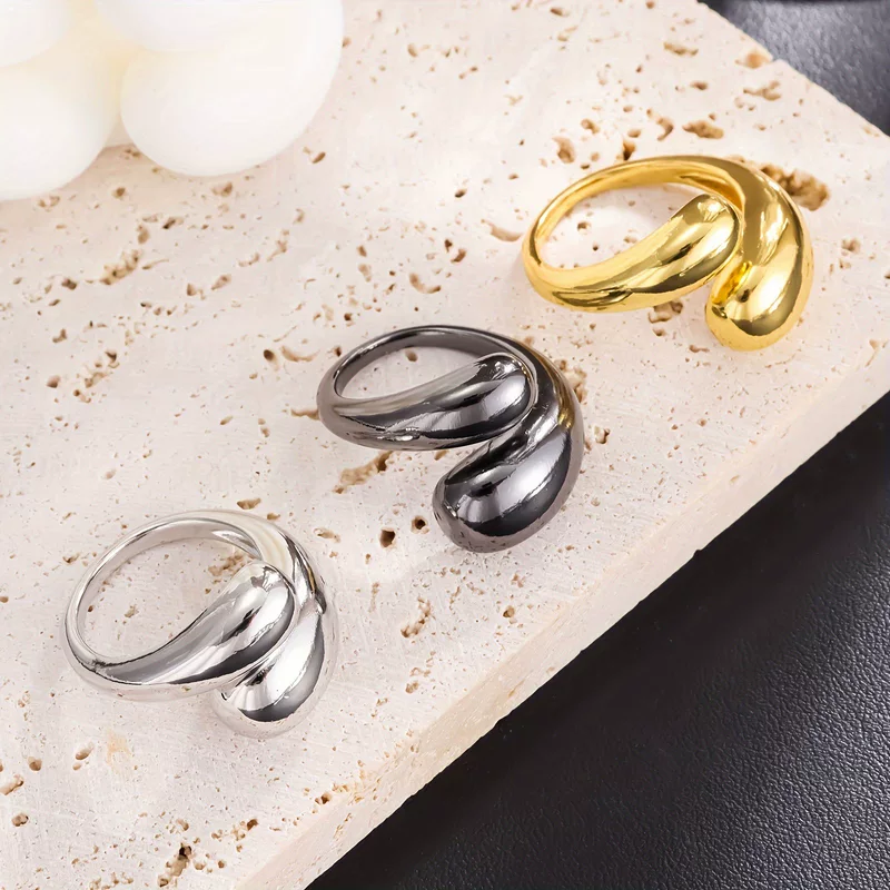 Fresh glossy minimalistic creative one size ring, simple and elegant design, Korean style
