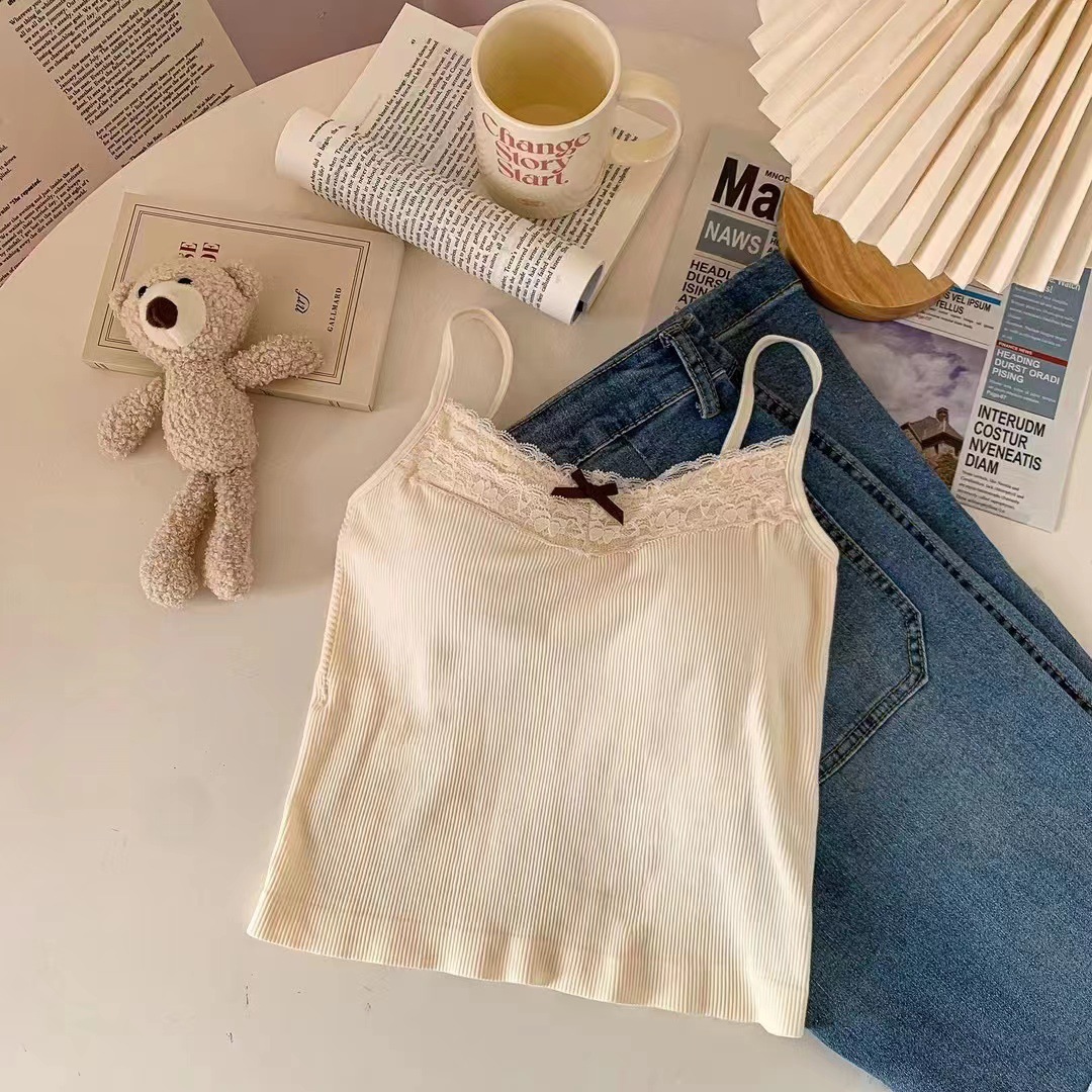 Arco encaje con almohadilla en el pecho camisola ropa interior de las mujeres SLIM-Fit adelgazante gris dulce chica caliente bottoming top