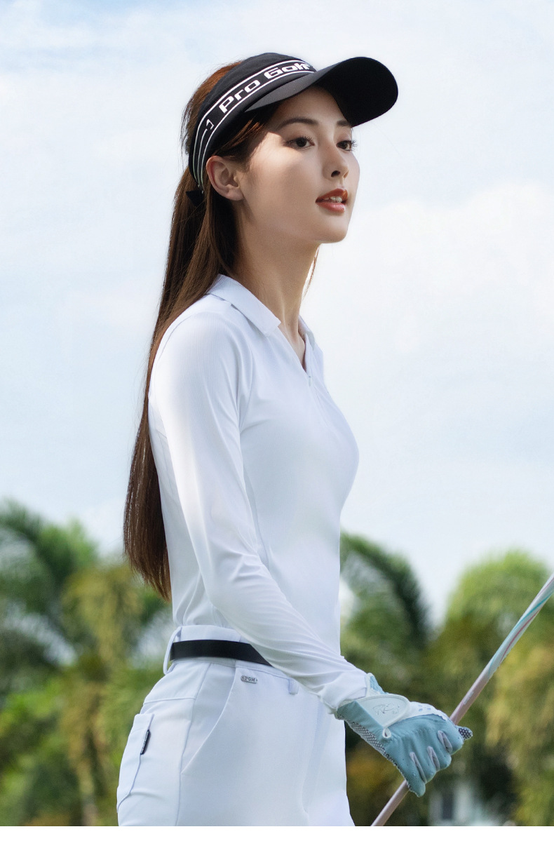 Áo thun golf nữ dài tay ôm sát vải co giãn cao — Tay áo dài màu đen [kết cấu dọc/vải co giãn cao/vừa vặn] YF842 chi tiết 15
