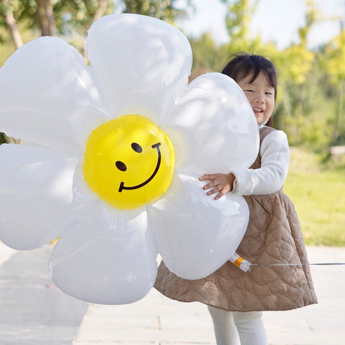 Daisy Balloon Little Red Book Same Style White Smiley Face Photo Props Plumeria Balloon Sunflower Little Daisy Balloon