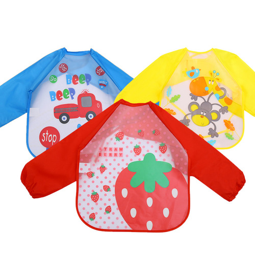Baby eating smock, spring and autumn thin bib for boys and girls, waterproof baby reverse dressing, children's eva painting clothes