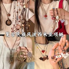 新中式禅意滴油花朵流苏项链复古民族风毛衣链时尚气质项饰饰品女
