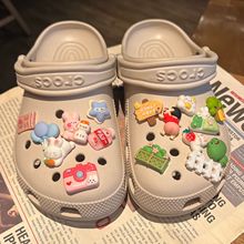卡通小新洞洞鞋配饰diy可爱动物鞋花适配卡洛驰洞洞鞋配饰女