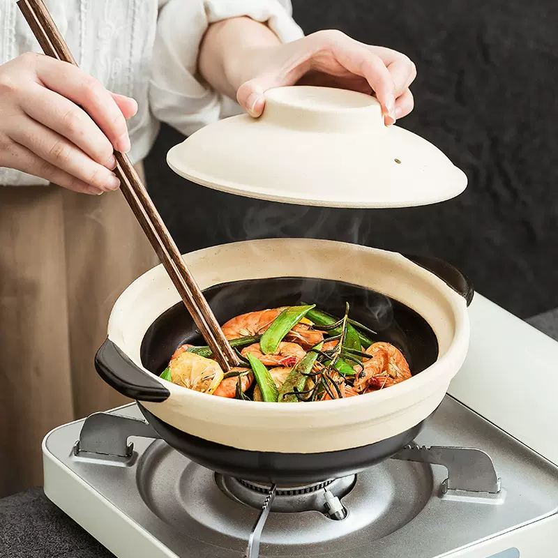 新款耐高温陶土干烧煲中式家用砂锅餐厅万土烧锅户外围炉双耳煲