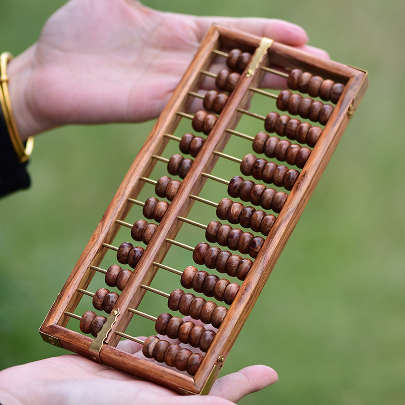 Hainan rosewood log abacus wood carving ornament, solid wood mahogany small item for living room, housewarming gift.