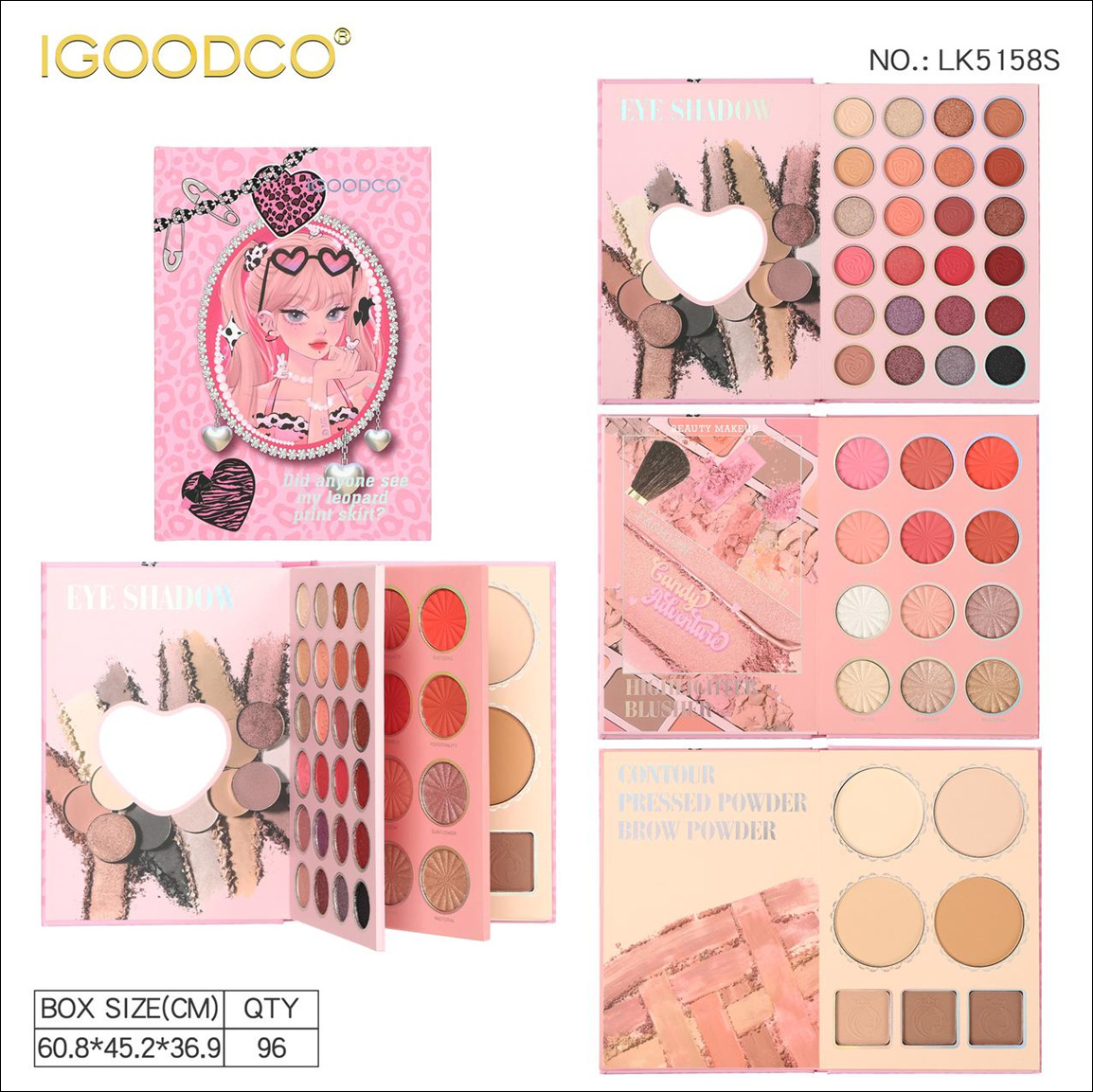 New Cross-Border Foreign Trade Multi-Color Book-Shaped Eyeshadow Makeup Book, Pearlescent Matte Highlighter Blush, Flip-Page Style for Cos Contouring
