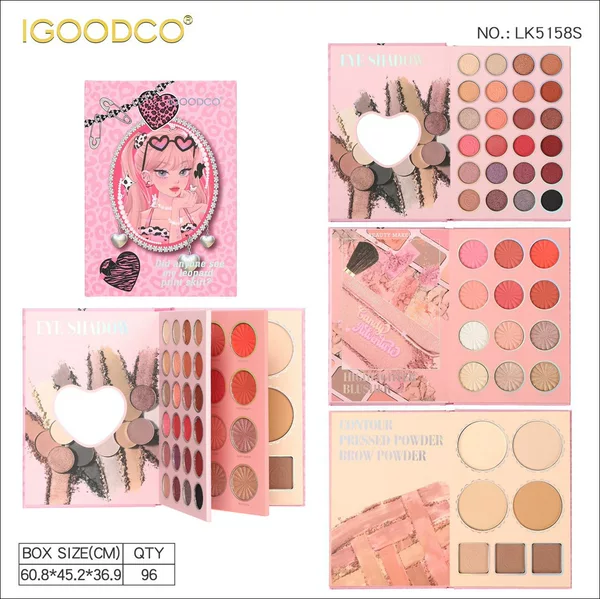 New Cross-Border Foreign Trade Multi-Color Book-Shaped Eyeshadow Makeup Book, Pearlescent Matte Highlighter Blush, Flip-Page Style for Cos Contouring