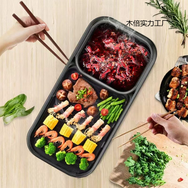 Многофункциональная ш basement shabu-baked all-in-one электрическая горшок, испекать испечь all-in-one квадратная электрическая противень для выпечки пан барабекю
