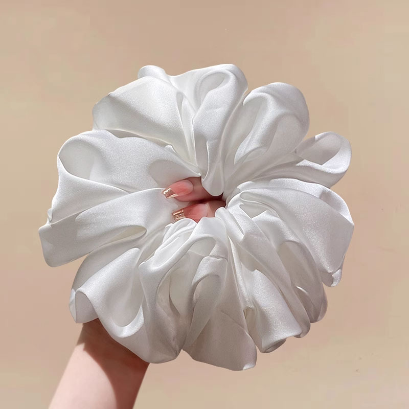 Primavera y verano, esbeltas nubes de color crema francesa de alta calidad, lazo para el cabello grande, cola de caballo, lazo de intestino grueso, tocado, flor para la cabeza