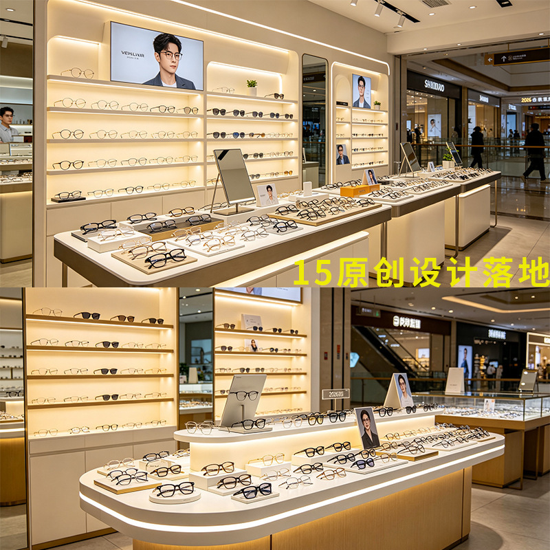 Shopping Mall Multi-Point Eyewear Store Counter Display Cabinet Glass Island Display Stand Table Wall-Mounted High Cabinet Display Rack