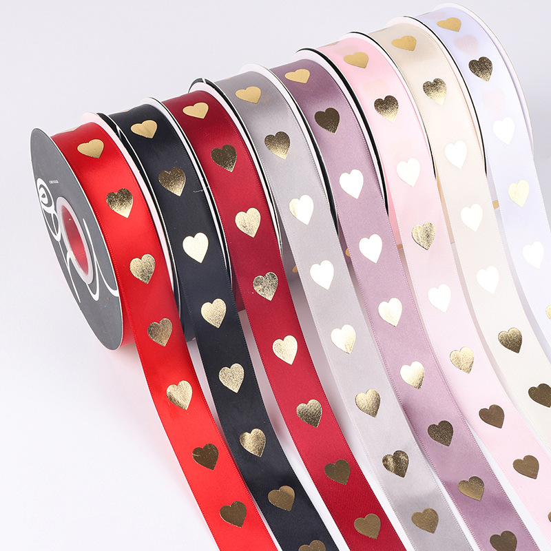 2,5 cm cinta de amor de oro Día de San Valentín chino ramo de flores regalo lazo atado pastel de hornear cinta