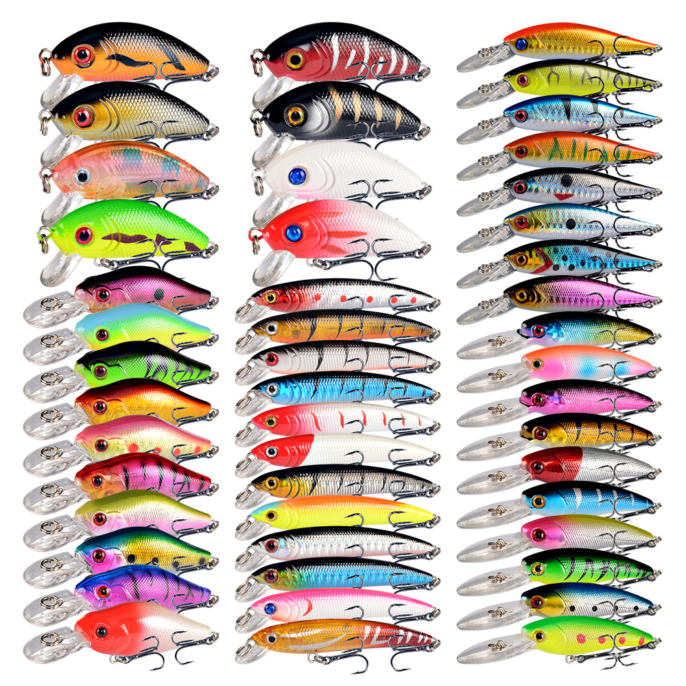 Cross-border Lure Hard Bait Set Crank Rock Fat Minnow Lure Multi-color Minnow Lure for Freshwater and Sea Fishing