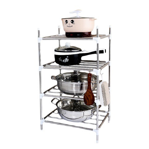 Stainless Steel Sink Rack Multi-layer Four Corner Kitchen Bathroom Floor Shelf Pot Basin Storage Shelf Cross-border Amazon 
