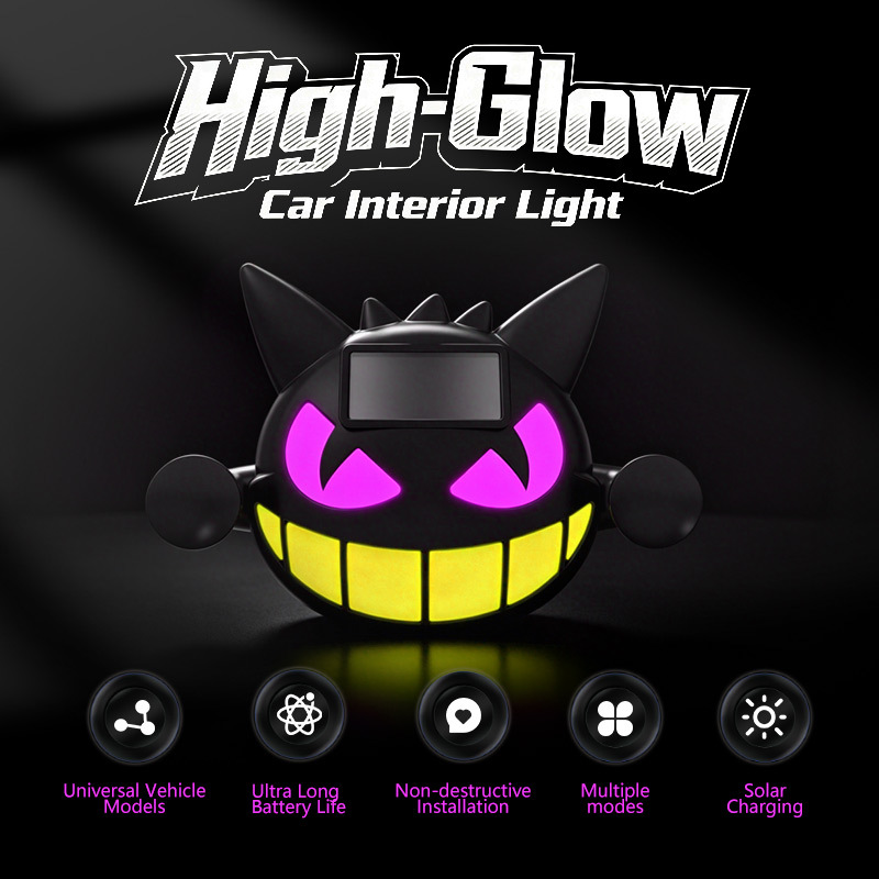 Cross-border car decorative light Halloween solar-powered wireless evil demon eye LED warning ambient light dynamic