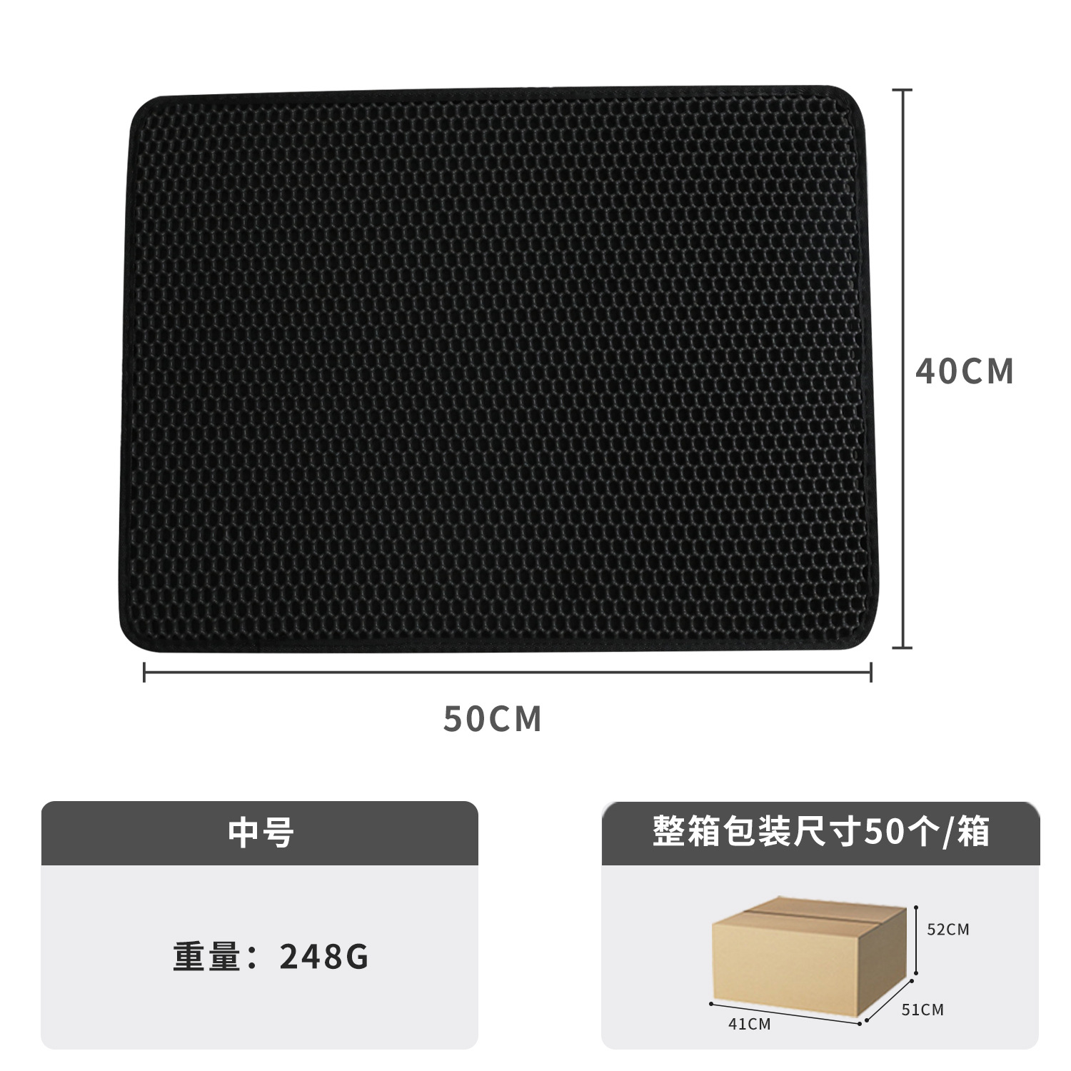 Un producto de costura de tres lados eva almohadilla de arena para gatos con filtro de doble capa, almohadilla de arena para caja de arena para gatos, almohadilla de control de arena resistente al desgaste y resistente al agarre