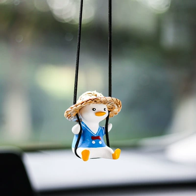 Car hanging, swing duck car pendant Car - navy-suit-straw-hat-swing-duck-pendant