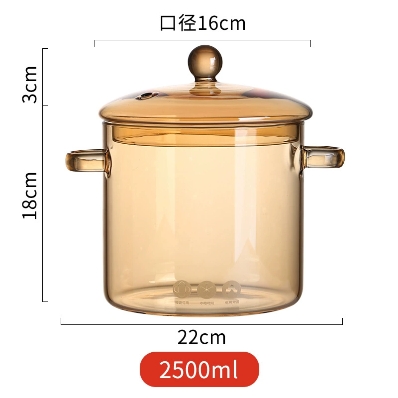 Стеклянная кастрюля-для тушения с высоким borosilicate стекла, прозрачная кастрюля для приготовления пищи, газ, огонь, высокая температура, маленькие горшочки, мини-кастрюля для супа