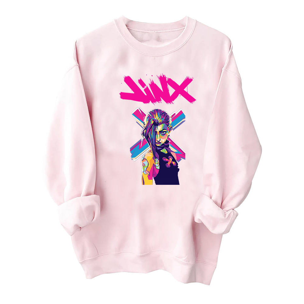 Jinx Arcane Pop Art Sweatshirt Harajuku Round Neck Long Slee