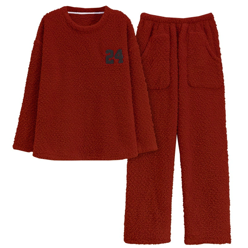 Бархатные демисезонные pijama для любимого, тёплый комплект для отдыха для мужчин и женщин, простой и элегантный дизайн, корейский стиль, круглый воротник