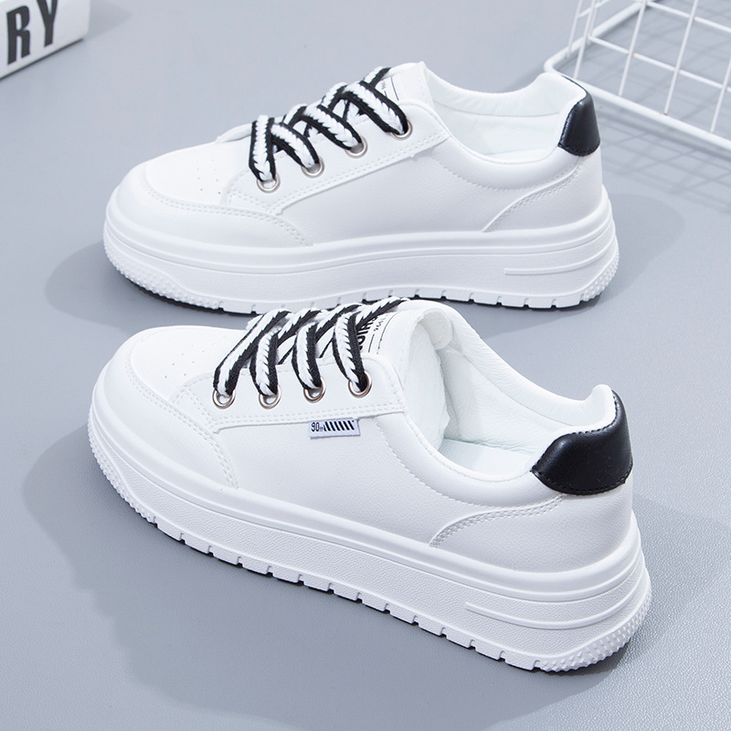 小白鞋女2023春季新款板鞋平底皮面板鞋女士休闲春鞋网红女鞋PH86