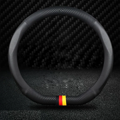 steering wheel cover four seasons: Steering wheel cover - d-type-matte-carbon-fiber-pinhole-skin-three-colors-38cm