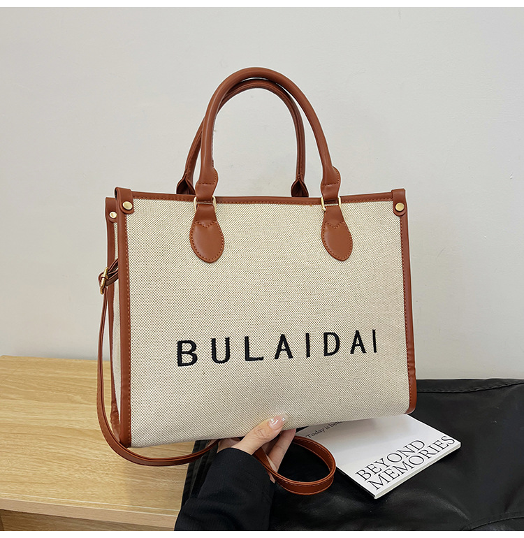 Bolsos para mujer 2026, nuevo estilo de moda, bolso tote de lona con logo bordado, bolso de mano de alta gama, bolso bandolera para el día a día