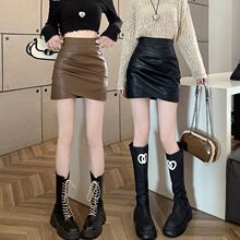 皮半身裙女2025秋冬新款黑色小个子字裙高腰显瘦气质包臀短裙