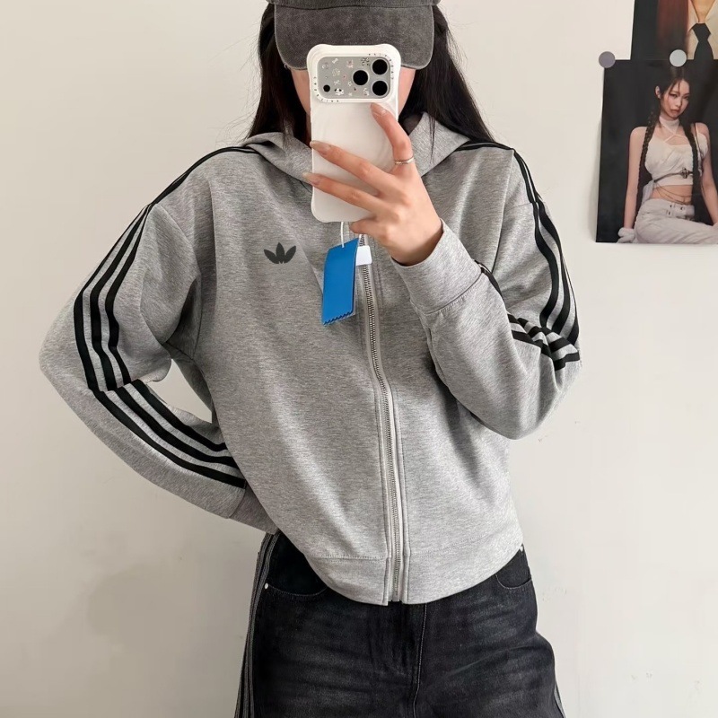 Clover Sports Sweatshirt Autumn and Winter Women's Embroidered LOGO Trendy Hooded Oversized Pure Cotton Jacket JY2620