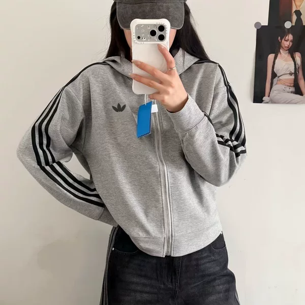 Clover Sports Sweatshirt Autumn and Winter Women's Embroidered LOGO Trendy Hooded Oversized Pure Cotton Jacket JY2620