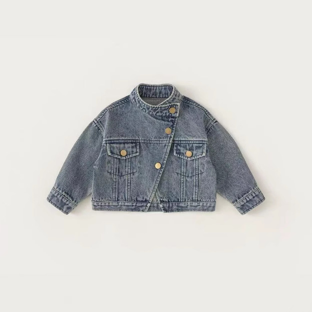 Girls spring denim jacket children's new top fashionable men's and girls spring and autumn style wear Korean style 50005