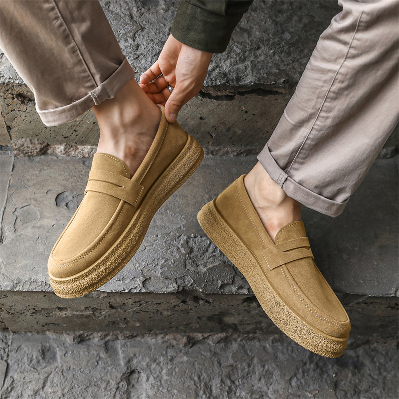 Zapatos Bean para hombres 2024 nuevo otoño de cuero retro con suela blanda zapatos de piel para hombres zapatos de moda casuales de un pie Lefour