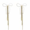 Cute earrings from pearl with bow, sophisticated universal silver needle with tassels, silver 925 sample