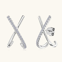 X形交叉耳环小巧设计感莫桑石耳钉韩国气质冷淡风网红个性耳饰品