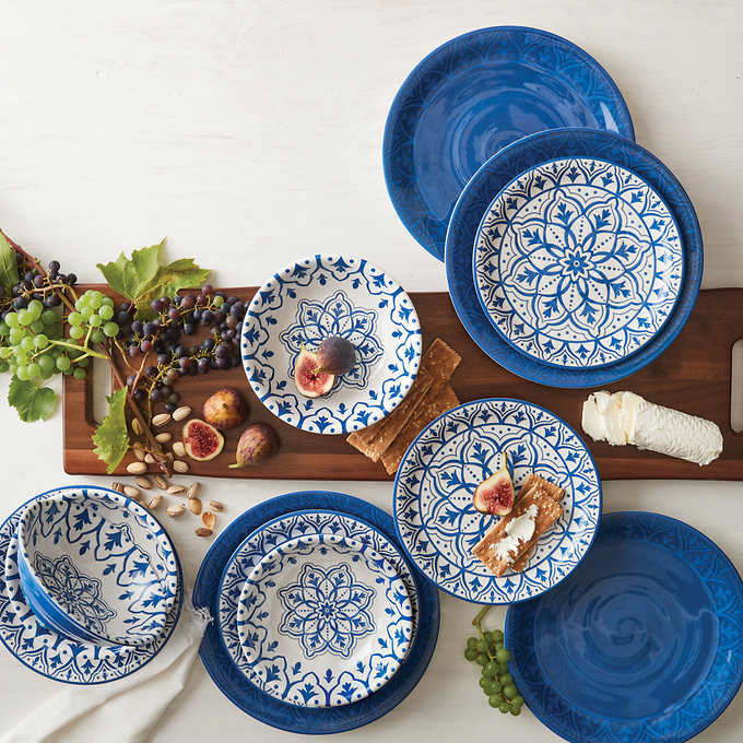 Cross-Border Bohemian Melamine Plates Round Flat Plates Restaurant Family Gathering Barbecue Shop Flat Plates Bohemian