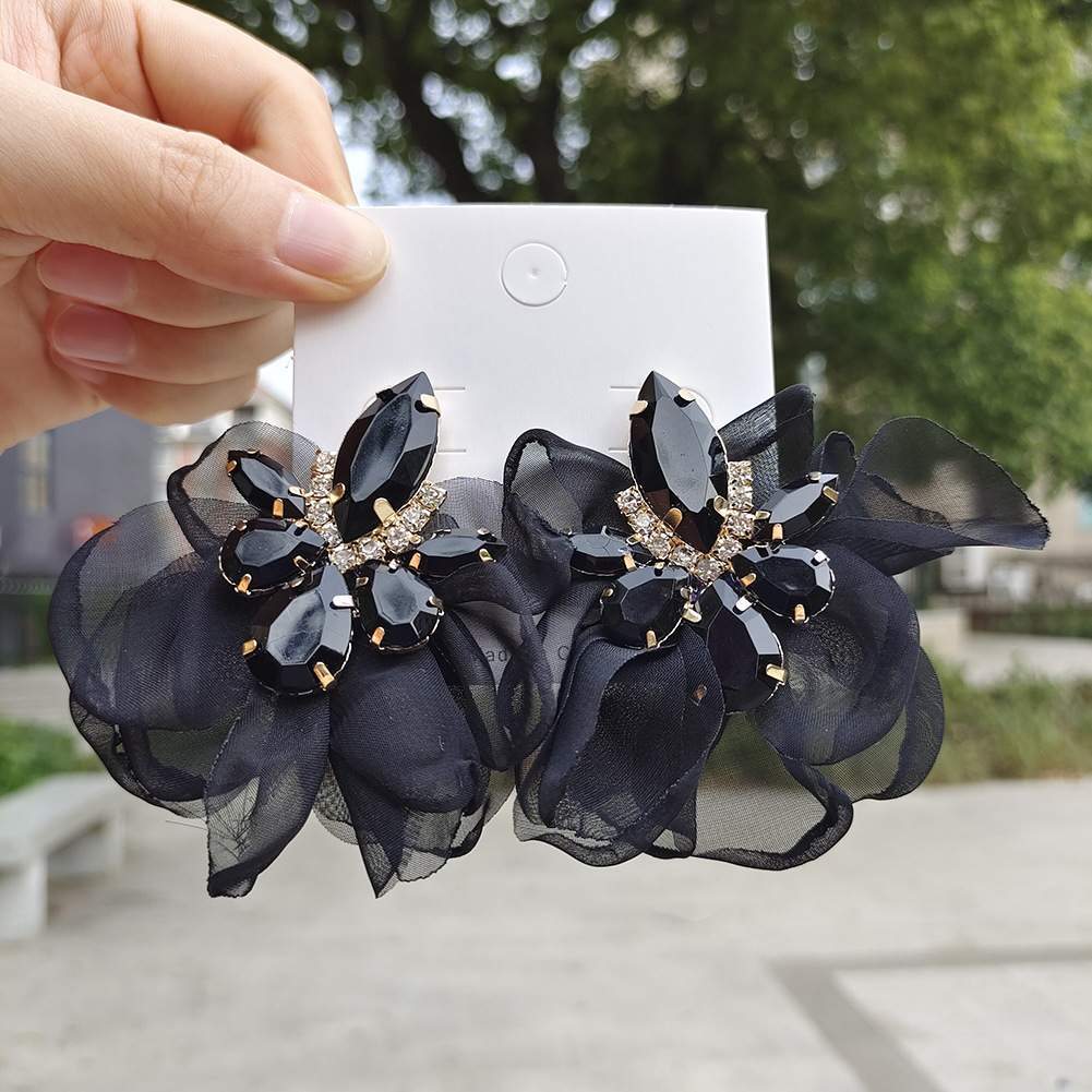 Drop Earrings Classification Fashion Flower Alloy Inlay Rhinestones Drop Earrings 1 Pair